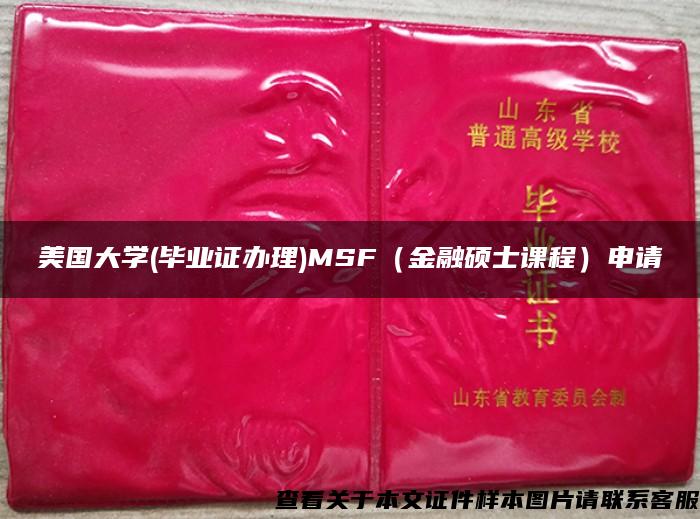 美國大學(畢業證辦理)MSF（金融碩士課程）申請