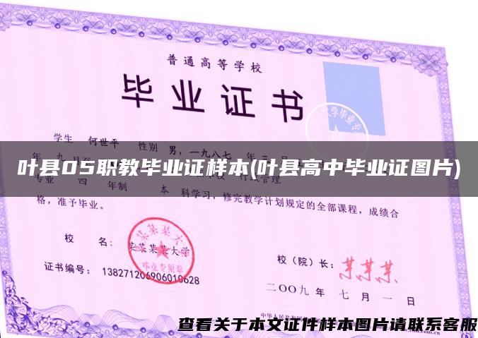 葉縣05職教畢業證樣本(葉縣高中畢業證圖片)