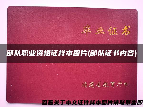 部隊職業資格證樣本圖片(部隊證書內容)