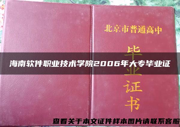 海南軟件職業技術學院2006年大專畢業證