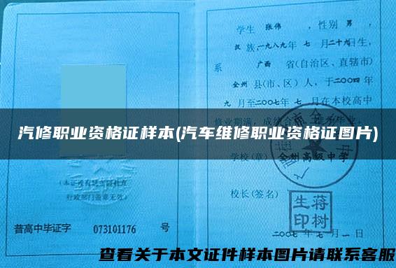 汽修職業資格證樣本(汽車維修職業資格證圖片)