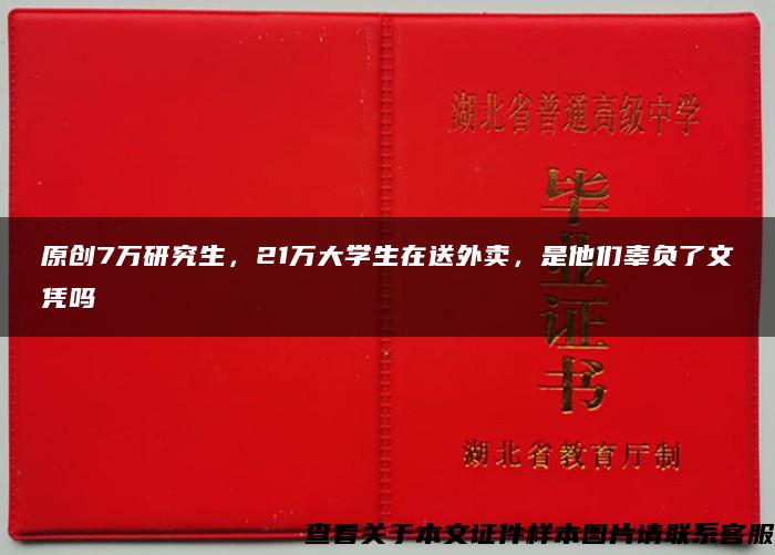 原創7萬研究生，21萬大學生在送外賣，是他們辜負了文憑嗎
