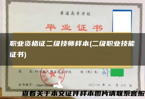 職業資格證二級技師樣本(二級職業技能證書)