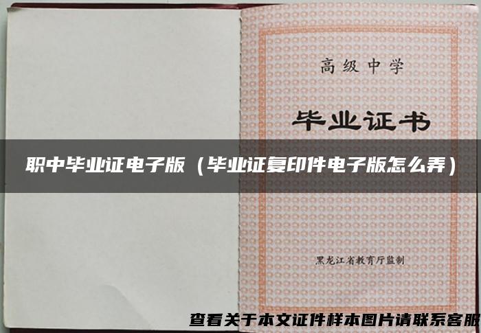 職中畢業證電子版（畢業證復印件電子版怎么弄）