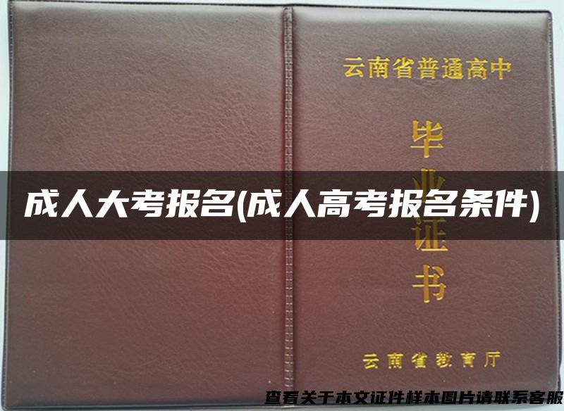 成人大考報名(成人高考報名條件)