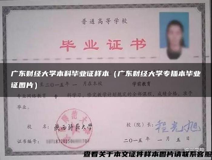 廣東財經大學本科畢業證樣本（廣東財經大學專插本畢業證圖片）
