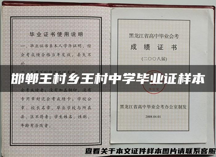 邯鄲王村鄉王村中學畢業證樣本