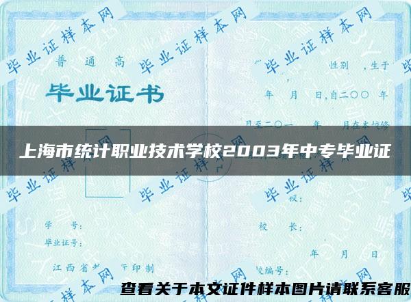 上海市統計職業技術學校2003年中專畢業證