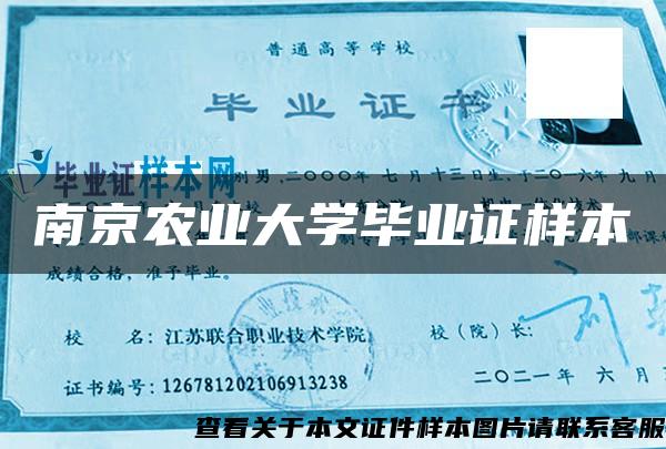 南京農業大學畢業證樣本