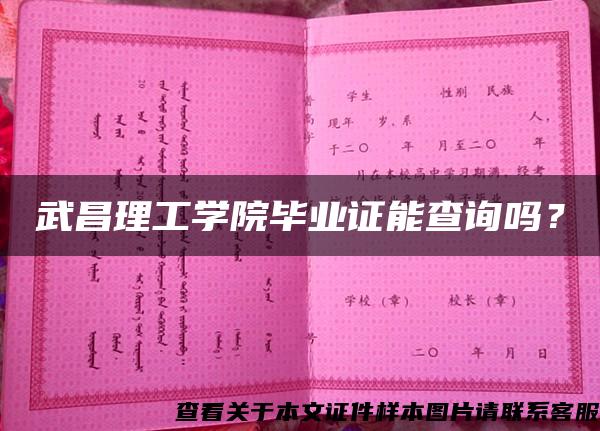 武昌理工學院畢業證能查詢嗎？