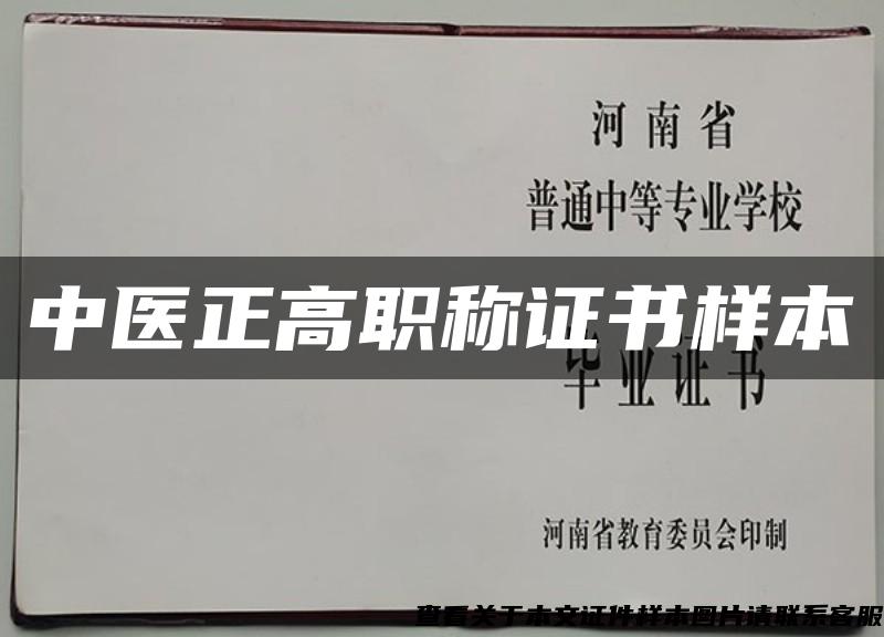 中醫正高職稱證書樣本