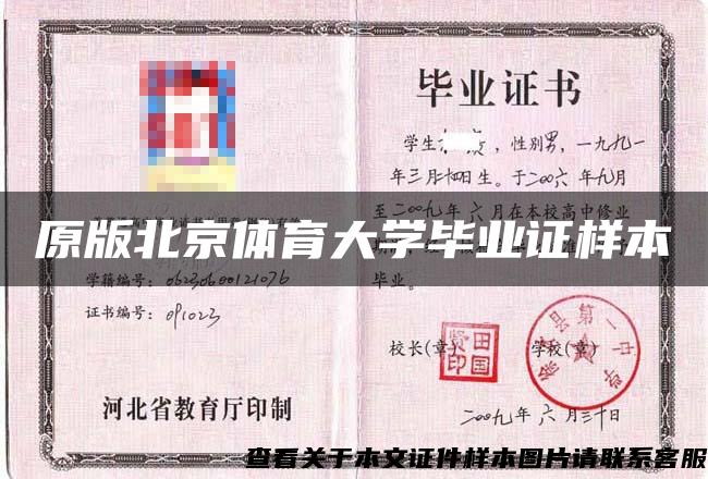原版北京體育大學畢業證樣本