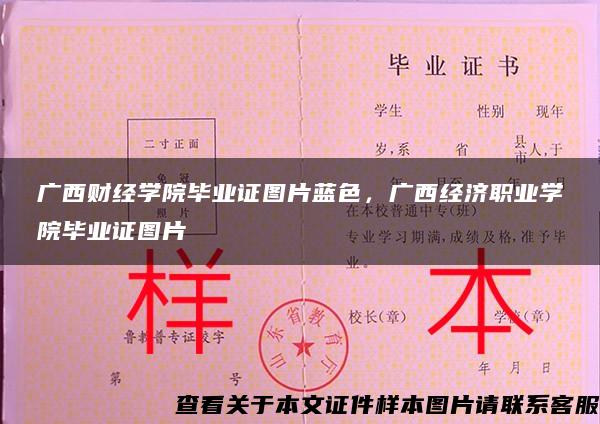 廣西財經學院畢業證圖片藍色，廣西經濟職業學院畢業證圖片