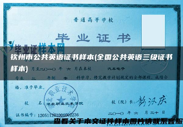 欽州市公共英語證書樣本(全國公共英語三級證書樣本)