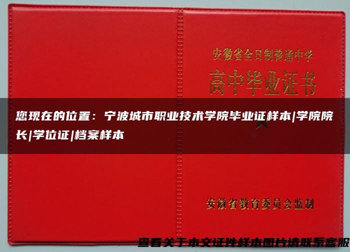 您現在的位置：寧波城市職業技術學院畢業證樣本|學院院長|學位證|檔案樣本