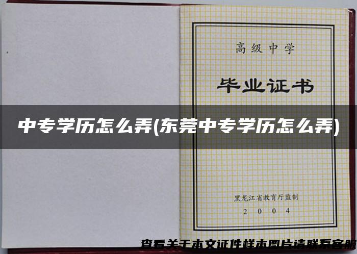 中專學歷怎么弄(東莞中專學歷怎么弄)