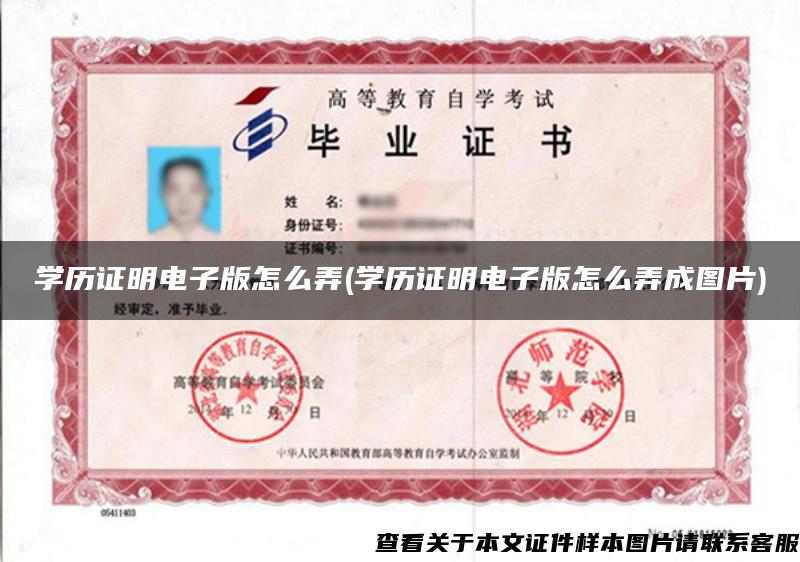 學歷證明電子版怎么弄(學歷證明電子版怎么弄成圖片)