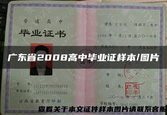 廣東省2008高中畢業證樣本/圖片