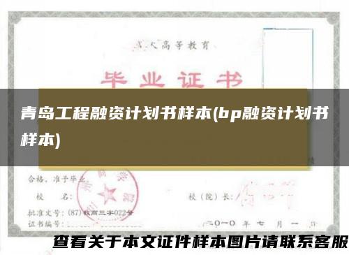 青島工程融資計劃書樣本(bp融資計劃書樣本)
