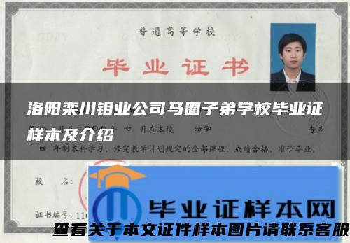 洛陽欒川鉬業公司馬圈子弟學校畢業證樣本及介紹