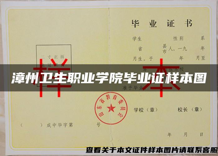 漳州衛生職業學院畢業證樣本圖