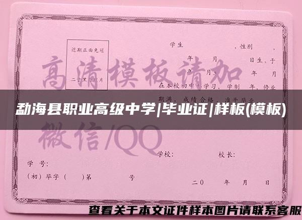 勐?？h職業高級中學|畢業證|樣板(模板)