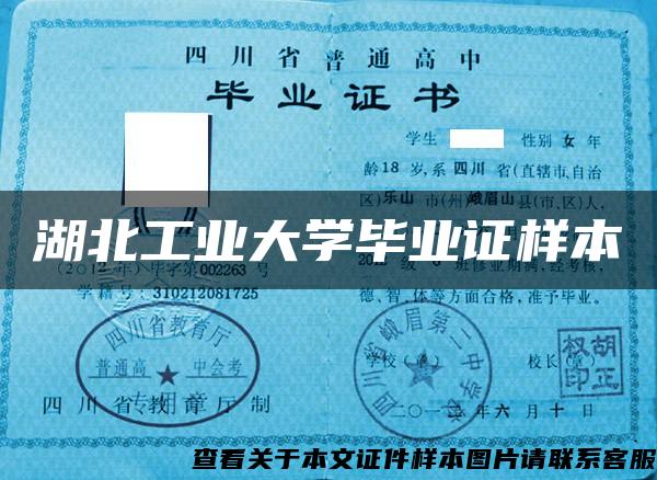 湖北工業大學畢業證樣本
