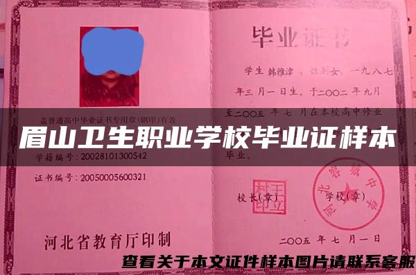 眉山衛生職業學校畢業證樣本
