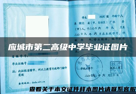 應城市第二高級中學畢業證圖片