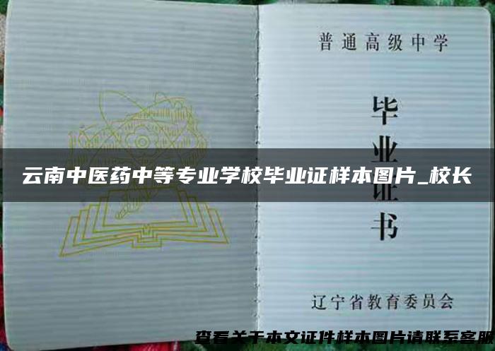 云南中醫藥中等專業學校畢業證樣本圖片_校長