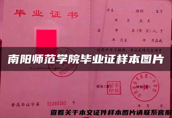 南陽師范學院畢業證樣本圖片