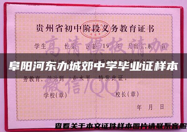 阜陽河東辦城郊中學畢業證樣本