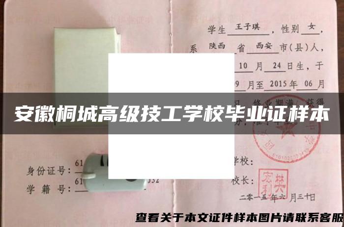 安徽桐城高級技工學校畢業證樣本