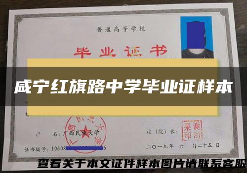 咸寧紅旗路中學畢業證樣本