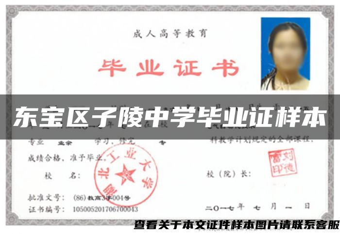 東寶區子陵中學畢業證樣本