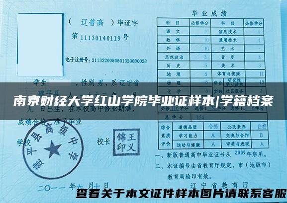 南京財經大學紅山學院畢業證樣本|學籍檔案
