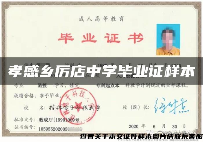 孝感鄉厲店中學畢業證樣本