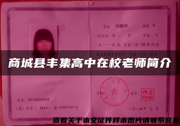 商城縣豐集高中在校老師簡介