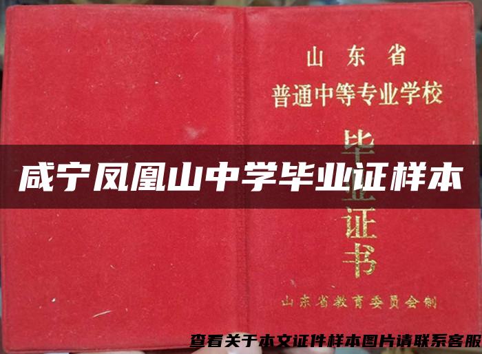 咸寧鳳凰山中學畢業證樣本