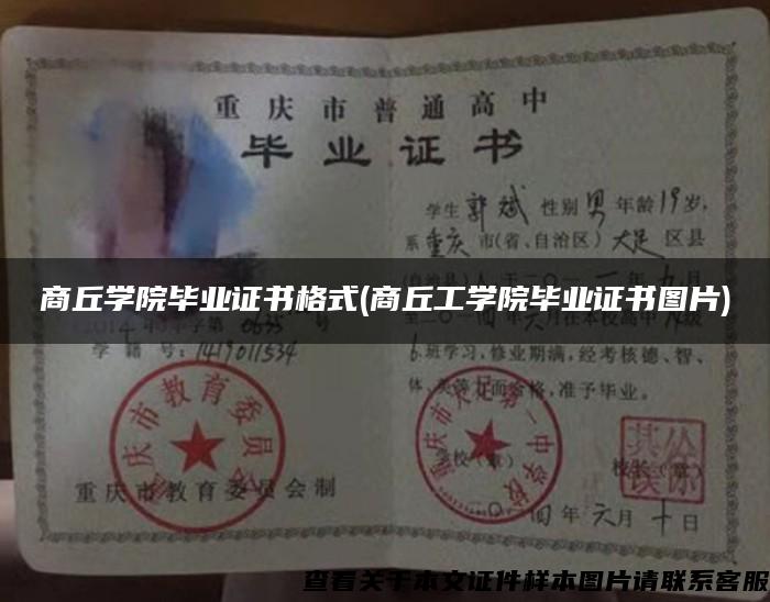 商丘學院畢業證書格式(商丘工學院畢業證書圖片)
