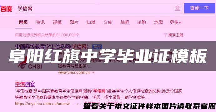 阜陽紅旗中學畢業證模板