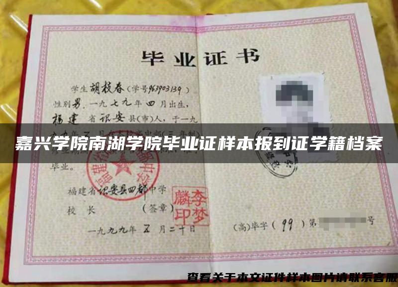 嘉興學院南湖學院畢業證樣本報到證學籍檔案