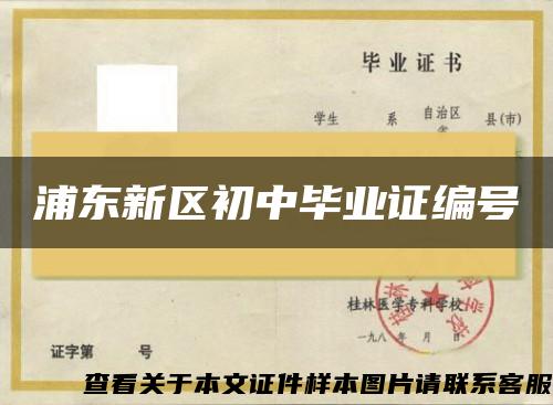 浦東新區初中畢業證編號
