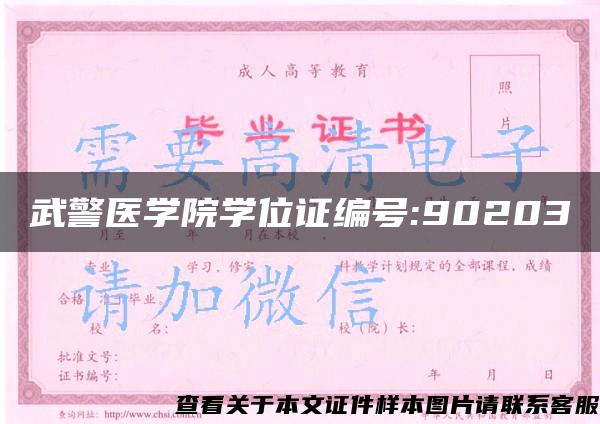 武警醫學院學位證編號:90203