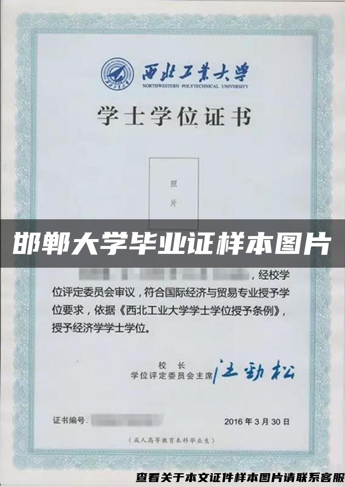 邯鄲大學畢業證樣本圖片