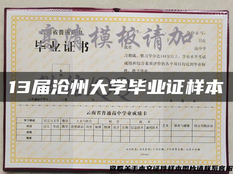 13屆滄州大學畢業證樣本