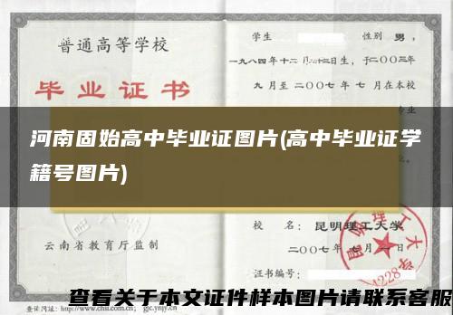 河南固始高中畢業證圖片(高中畢業證學籍號圖片)
