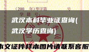 武漢本科畢業證查詢(武漢學歷查詢)