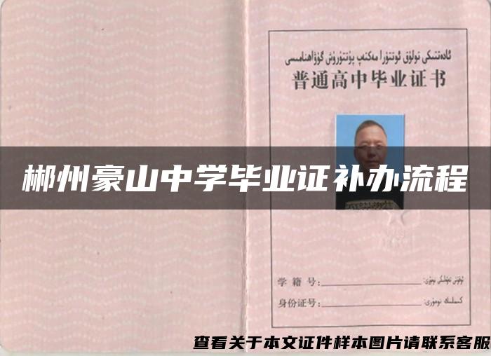 郴州豪山中學畢業證補辦流程
