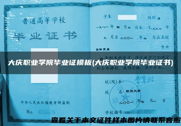大慶職業學院畢業證模板(大慶職業學院畢業證書)